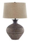 Signature Design by Ashley Magan 285." Textured Bronze Metal Table Lamp, Antique Brown Finish