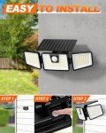 INCX Solar Outdoor Lights with Motion Sensor, Solar Powered 3 Heads Security Lights, 156 LED Flood Light Motion Detected Spotlight for Patio Garage Yard Entryways, IP65 Waterproof 2 Pack