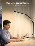 MediAcous LED Desk Lamp with Clamp, Dual Light Desk Lamp with Swing Arm, 4 Color Modes & 4 Brightness Metal Table Lamp, Eye-Caring Clip-on Lamp with Memory Function for Home Office Work Study