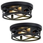SKEJAO Black Flush Mount Ceiling Light Fixture (2 Pack)
