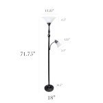 Elegant Designs LF2003-RBZ 2 Light Mother Daughter Floor Lamp with White Marble Glass,Restoration Bronze