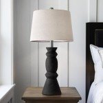 Oneach 25.75'' Farmhouse Ceramic Table Lamp for Living Room, Rustic Black Bedside Lamps for Bedroom, Nightstand, Dining Room, Office, Table Decor