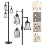COFF Industrial Floor Lamp, 3 x 1200LM Edison LED Bulbs Included, Bright 3-Light Dimmable Floor Lamp, Farmhouse Tall Standing Lamp for Living Room, Bedroom Office Rustic Home Decor (Matte Black)