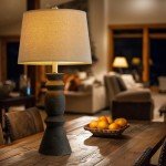 Oneach 25.75'' Farmhouse Ceramic Table Lamp for Living Room, Rustic Black Bedside Lamps for Bedroom, Nightstand, Dining Room, Office, Table Decor