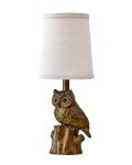 G-SAFAVA 14.25" Small Table Lamp for Living Room Farmhouse Bedside Resin Single Lamp with Gold Owl Lamp Shape for Bedroom Retro Rustic Nightstand Lamp