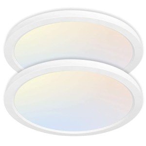 hykolity 2 Pack 12 Inch Selectable CCT LED Round Flat Panel Light, 24W 3000K/4000K/5000K, Edge-Lit Flush Mount Ceiling Light Fixture for Kitchen, Bedroom, Laundry and Closet Room,White