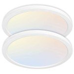 hykolity 2 Pack 12 Inch Selectable CCT LED Round Flat Panel Light, 24W 3000K/4000K/5000K, Edge-Lit Flush Mount Ceiling Light Fixture for Kitchen, Bedroom, Laundry and Closet Room，White