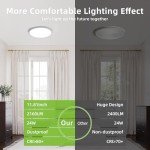 hykolity 2 Pack 12 Inch Selectable CCT LED Round Flat Panel Light, 24W 3000K/4000K/5000K, Edge-Lit Flush Mount Ceiling Light Fixture for Kitchen, Bedroom, Laundry and Closet Room，White