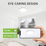 hykolity 2 Pack 12 Inch Selectable CCT LED Round Flat Panel Light, 24W 3000K/4000K/5000K, Edge-Lit Flush Mount Ceiling Light Fixture for Kitchen, Bedroom, Laundry and Closet Room，White