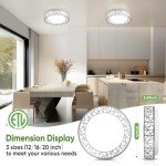 Lightania 12 Inch Flush Mount Ceiling Light, Modern Brushed Nickel LED Ceiling Light Fixture, 20W 1400LM 2700-6500K Adjustable, Dimmable Ceiling Lights for Bedroom, Kitchen, Hallway, Bathroom, ETL