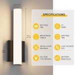 Aoceley 2-Pack Led Wall Sconces,18W 3000K Indoor Hardwired Dimmable Wall Light with Acrylic Lampshade,Led Sconces Wall Lighting,Modern Vanity Wall Light Fixture for Bathroom Bedroom Living Room(Black)