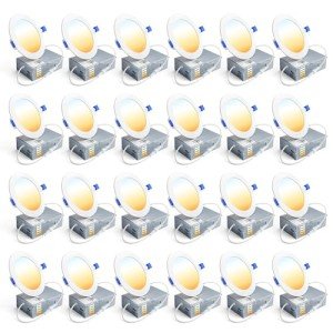 Ensenior 24 Pack 4 Inch LED Recessed Ceiling Light, Dimmable, 2700K-5000K 5CCT, 750LM 9W 120V, High Brightness Canless Wafer Downlight - ETL&FCC&IC