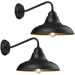 FLQMYQ Wall Lights Wall Mount for House Farmhouse Wall Sconce Black Outside Lantern Classic Barn Lights Outdoor & Indoor, 12",2 Pack