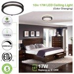 hykolity 10 inch Flush Mount LED Ceiling Light Fixture, 17W 1100lm, 2700K/3000K/3500K/4000K/5000K Adjustable Ceiling Lights, Oil Rubbed Bronze Saturn Dimmable Lighting for Hallway Bathroom - 2 Pack