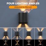 LUTEC 2-Pack LED Up & Down Adjustable Wall Lights,Anti-Rust Aluminium Modern Outdoor Indoor Wall Sconce, 10W, 400LM, 3000K Warm White Exterior Light, IP65 Waterproof for Porch, Patio, Garage-Black