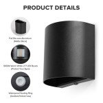 LUTEC 2-Pack LED Up & Down Adjustable Wall Lights,Anti-Rust Aluminium Modern Outdoor Indoor Wall Sconce, 10W, 400LM, 3000K Warm White Exterior Light, IP65 Waterproof for Porch, Patio, Garage-Black