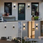 LUTEC 2-Pack LED Up & Down Adjustable Wall Lights,Anti-Rust Aluminium Modern Outdoor Indoor Wall Sconce, 10W, 400LM, 3000K Warm White Exterior Light, IP65 Waterproof for Porch, Patio, Garage-Black