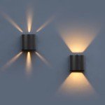 LUTEC 2-Pack LED Up & Down Adjustable Wall Lights,Anti-Rust Aluminium Modern Outdoor Indoor Wall Sconce, 10W, 400LM, 3000K Warm White Exterior Light, IP65 Waterproof for Porch, Patio, Garage-Black