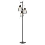 Dimmable Floor Lamp, 3 x 800LM LED Edison Bulbs Included, Farmhouse Industrial Floor Lamp Standing Tree Lamp with Elegant Teardrop Cage Tall Lamps for Living Room Bedroom Office Dining Room-Black