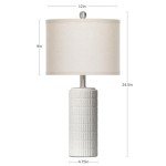 Cinyirong 23.5'' Ceramic Lamp for Living Room-Farmhouse Table Lamp for Bedroom Nightstand, White Night Stand Light Lamp with Linen Shade, Modern Bedroom Lamp Frosted White(2 Bulbs Included)