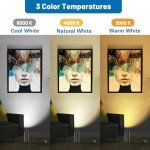 Yimaifunly 2 Pack Uplighting Spotlights with GU10 Bulbs - Adjustable 3000K/4000K/6000K, Indoor Floor Can Lights with 5.9 FT Cord & Foot Switch, Black