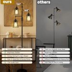COFF Industrial Floor Lamp, 3 x 1200LM Edison LED Bulbs Included, Bright 3-Light Dimmable Floor Lamp, Farmhouse Tall Standing Lamp for Living Room, Bedroom Office Rustic Home Decor (Matte Black)