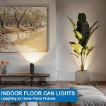Yimaifunly 2 Pack Uplighting Spotlights with GU10 Bulbs - Adjustable 3000K/4000K/6000K, Indoor Floor Can Lights with 5.9 FT Cord & Foot Switch, Black