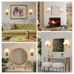 Brushed Gold Wall Sconces Sets of 2, White Pleated Fabric lampshade, Indoor Gooseneck Wall Lamp Lighting, Bathroom Dresser Hardwired sconces wall decor Fixture for Living Room Bedroom Dining Room