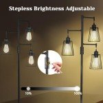 COFF Industrial Floor Lamp, 3 x 1200LM Edison LED Bulbs Included, Bright 3-Light Dimmable Floor Lamp, Farmhouse Tall Standing Lamp for Living Room, Bedroom Office Rustic Home Decor (Matte Black)