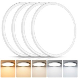 Brightever 4Pack LED Flush Mount Ceiling Light Fixture, 12 Inch 24W, Super Slim 0.67 Inch, 3200LM, Dimmable & 2700K-6500K 5 Color Selectable LED Ceiling Lights for Bedroom