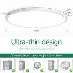 Brightever 4Pack LED Flush Mount Ceiling Light Fixture, 12 Inch 24W, Super Slim 0.67 Inch, 3200LM, Dimmable & 2700K-6500K 5 Color Selectable LED Ceiling Lights for Bedroom