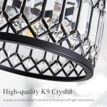 Pevfah Crystal Black Ceiling Light, Modern Semi Flush Mount Ceiling Lighting Fixture, Round Hallway Lighting Fixtures for Kitchen Entryway Bedroom Laundry Room, 1-Light, 9 Inch