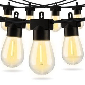 Aialun 96FT(48FTx2) LED Outdoor String Lights Outside Patio Yard Lighting Waterproof Hanging Warm Glow 2200K Shatterproof Edison Bulbs Exterior,Heavy-Duty Strand Decorative Café Porch Bistro Garden