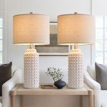 G-SAFAVA Modern Ceramic Table Lamps - Bedside Lamps Set of 2, White Tall Adjustable Lamps for Bedrooms & Living Room