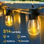 Aialun 96FT(48FTx2) LED Outdoor String Lights Outside Patio Yard Lighting Waterproof Hanging Warm Glow 2200K Shatterproof Edison Bulbs Exterior,Heavy-Duty Strand Decorative Café Porch Bistro Garden