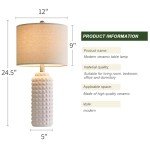 G-SAFAVA Modern Ceramic Table Lamps - Bedside Lamps Set of 2, White Tall Adjustable Lamps for Bedrooms & Living Room