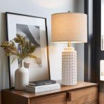 G-SAFAVA Modern Ceramic Table Lamps - Bedside Lamps Set of 2, White Tall Adjustable Lamps for Bedrooms & Living Room