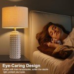 G-SAFAVA Modern Ceramic Table Lamps - Bedside Lamps Set of 2, White Tall Adjustable Lamps for Bedrooms & Living Room