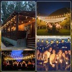 Aialun 96FT(48FTx2) LED Outdoor String Lights Outside Patio Yard Lighting Waterproof Hanging Warm Glow 2200K Shatterproof Edison Bulbs Exterior,Heavy-Duty Strand Decorative Café Porch Bistro Garden