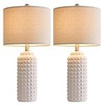 G-SAFAVA Modern Ceramic Table Lamps - Bedside Lamps Set of 2, White Tall Adjustable Lamps for Bedrooms & Living Room