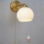 NDDSWM Gold Wall Sconce, mid Century Modern Sconce with Hand Pull Switch Indoor Wall Sconce for Bedroom Bedside Bathroom Kitchen Vanity Hallway Wall Mounted Light Fixture