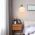 NDDSWM Gold Wall Sconce, mid Century Modern Sconce with Hand Pull Switch Indoor Wall Sconce for Bedroom Bedside Bathroom Kitchen Vanity Hallway Wall Mounted Light Fixture