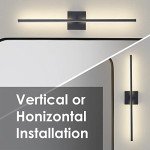 KARTOOSH Modern Wall Sconces Set of Two, Dimmable Hardwired Wall Sconces, 350° Rotate, LED Matte Black Wall Light Fixtures, 3000K Warm Light Wall Lamp for Bathroom, Living Room, 27.8 Inch (2 Pack)