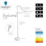 daylight Duo Floor Company Lamp LED-Eye Care-Anti glare-6,000 Kelvin-4 step dimmer-13.5W, White