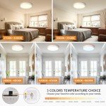 Yiisem Dimmable Wood LED Flush Mount Ceiling Light, 5CCT 2700K-6000K Modern Round Close to Ceiling Lighting Fixtures, Minimalist White Ceiling Lamp for Bedroom, Kitchen, Hallway, Laundry Room