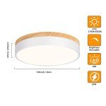 Yiisem Dimmable Wood LED Flush Mount Ceiling Light, 5CCT 2700K-6000K Modern Round Close to Ceiling Lighting Fixtures, Minimalist White Ceiling Lamp for Bedroom, Kitchen, Hallway, Laundry Room