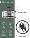 Black Flush Mount Ceiling Light, 2- Light Caged Crystal Chandelier , Small Drum Hallway Light Fixtures Ceiling Mount (Black)