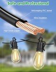 TDLOL 100FT Outdoor String Lights Waterproof, Patio Lights with 35 S14 Shatterproof Sockets, Connectable Hanging Outdoor Lights, IP55 Commercial Grade LED String Lights for Outside, Patio, Bistro