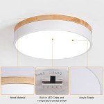 Yiisem Dimmable Wood LED Flush Mount Ceiling Light, 5CCT 2700K-6000K Modern Round Close to Ceiling Lighting Fixtures, Minimalist White Ceiling Lamp for Bedroom, Kitchen, Hallway, Laundry Room