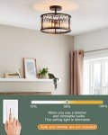 Black Flush Mount Ceiling Light, 2- Light Caged Crystal Chandelier , Small Drum Hallway Light Fixtures Ceiling Mount (Black)